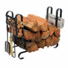 Enclume Large Modern Fireplace Log Rack with Tools in Hammered Steel