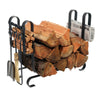 Large Modern Fireplace Log Rack w/ Tools Hammered Steel - Enclume Design Products