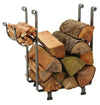 Indoor/Outdoor Rectangle Fireplace Log Rack Hammered Steel