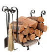 Handcrafted Sleigh Large Fireplace Log Rack with Tools