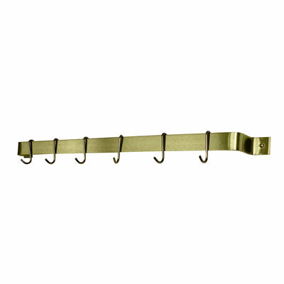 Enclume Handcrafted 30" Brass Easy Mount Wall Rack with 6 Hooks