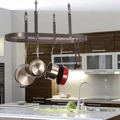 Four Point Oval Ceiling Pot Rack w/ 18 Hooks - Enclume Design Products