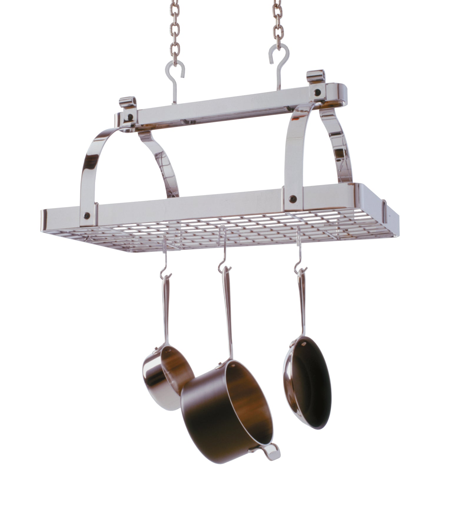 Carnival Rectangle Ceiling Pot Rack in Hammered Steel