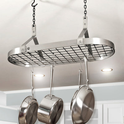 Contemporary Ceiling Pot Rack w/ 12 Hooks Stainless Steel - Enclume Design Products