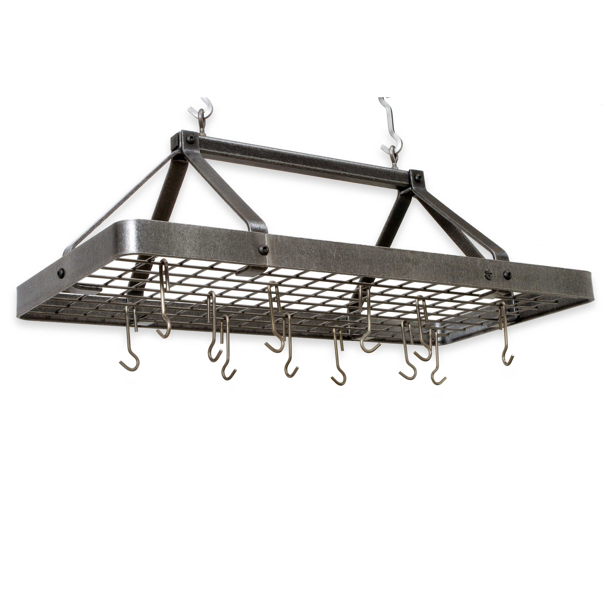 Enclume Carnival Rectangle Ceiling Pot Rack in Hammered Steel Enclume  Design Products