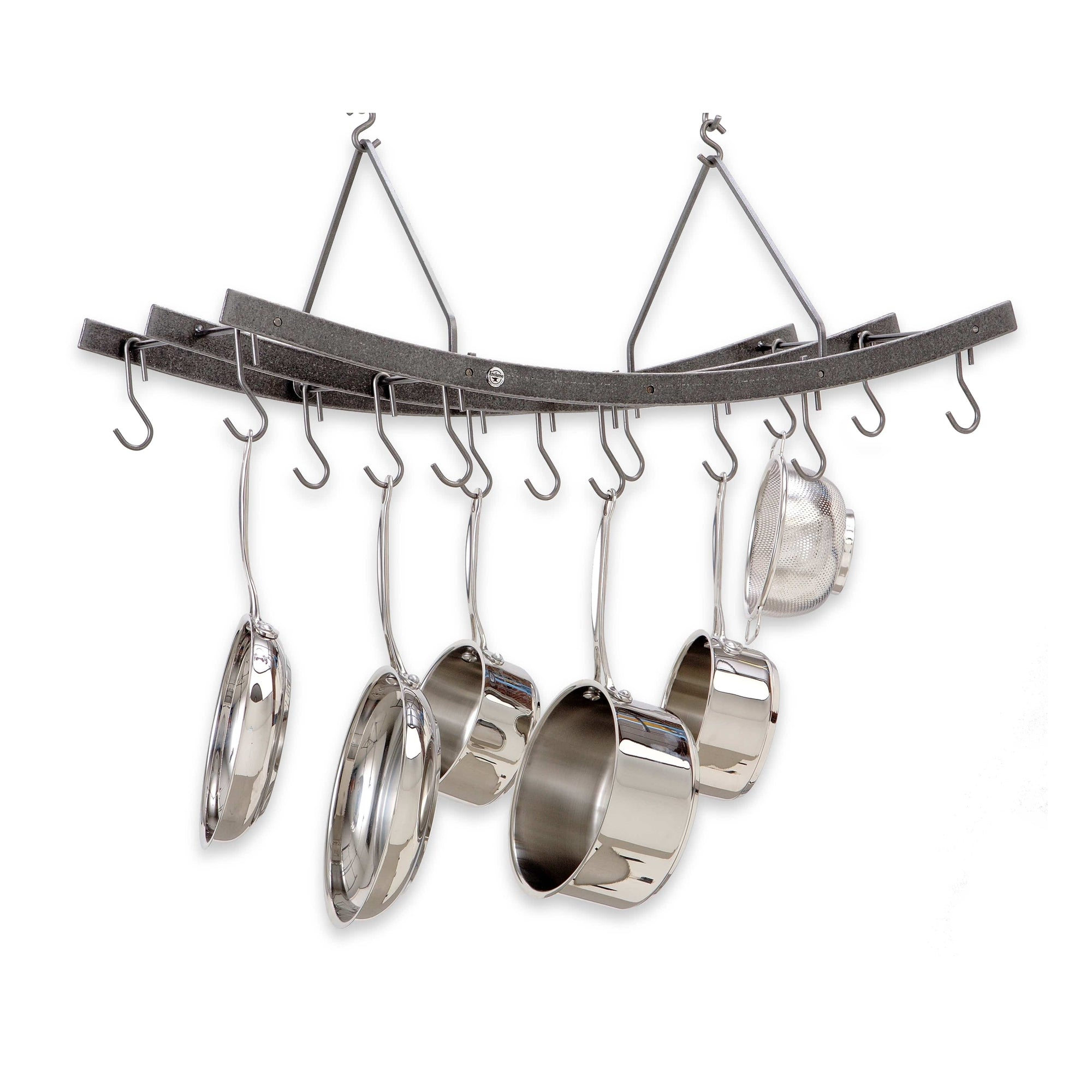 Enclume - Three Bar Ceiling Pot Rack in Hammered Steel - Enclume