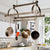 Three Bar Ceiling Pot Rack in Hammered Steel