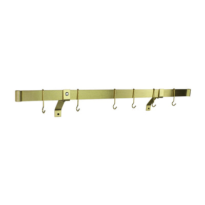 Handcrafted 48" Rolled End Bar Brass Finish (Requires Wall Brackets or Pot Hooks)