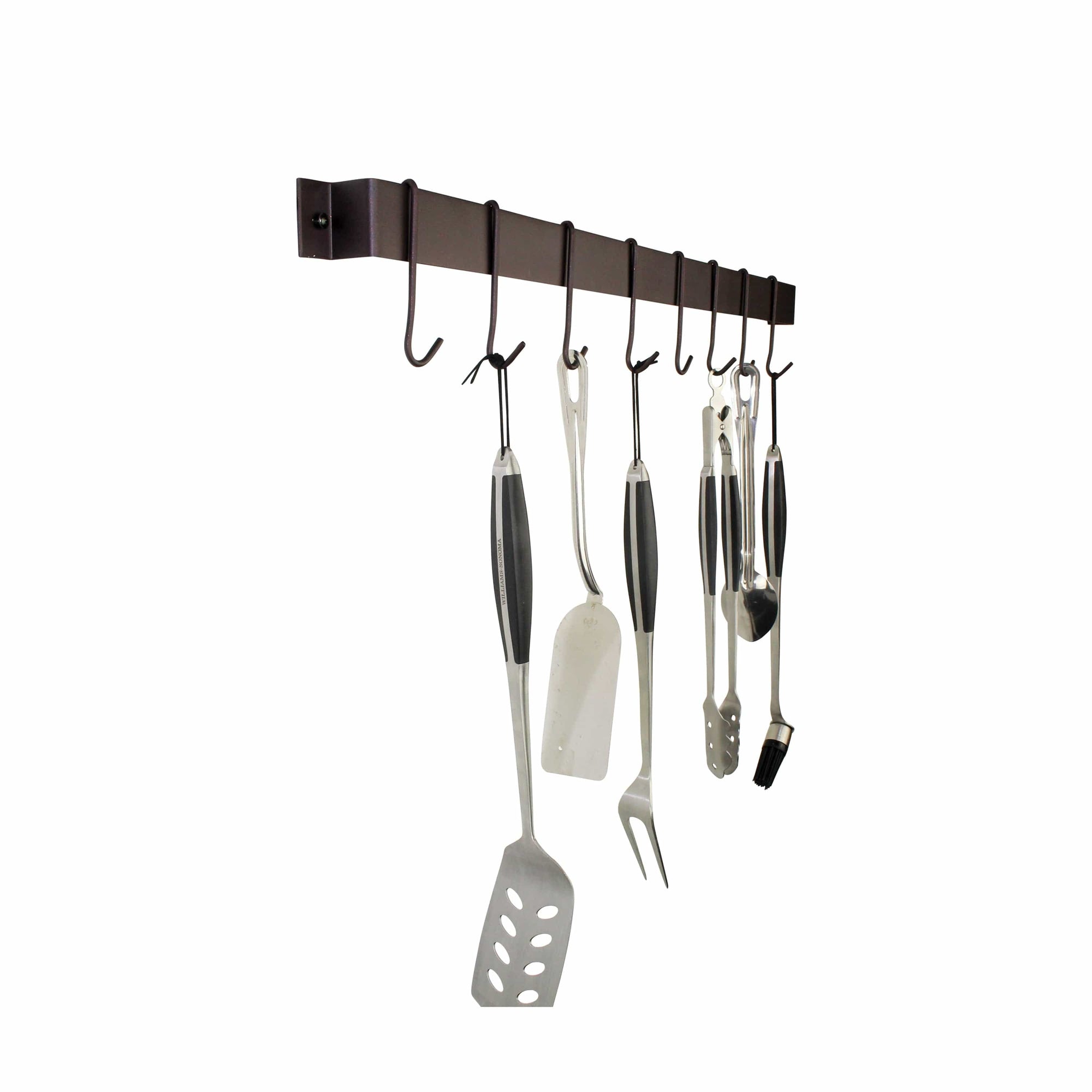 Rack It Up 32" Bordeaux Easy Mount Wall Rack Utensil Bar with 8 Hooks