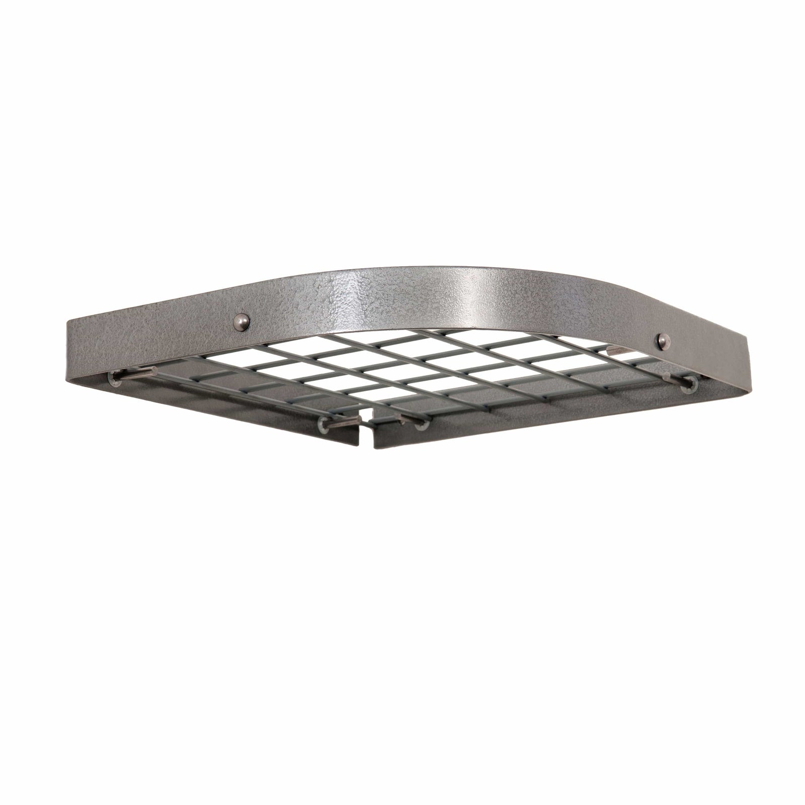 Rack It Up Corner Shelf Rack with 8 Hooks in Steel Gray Hammertone