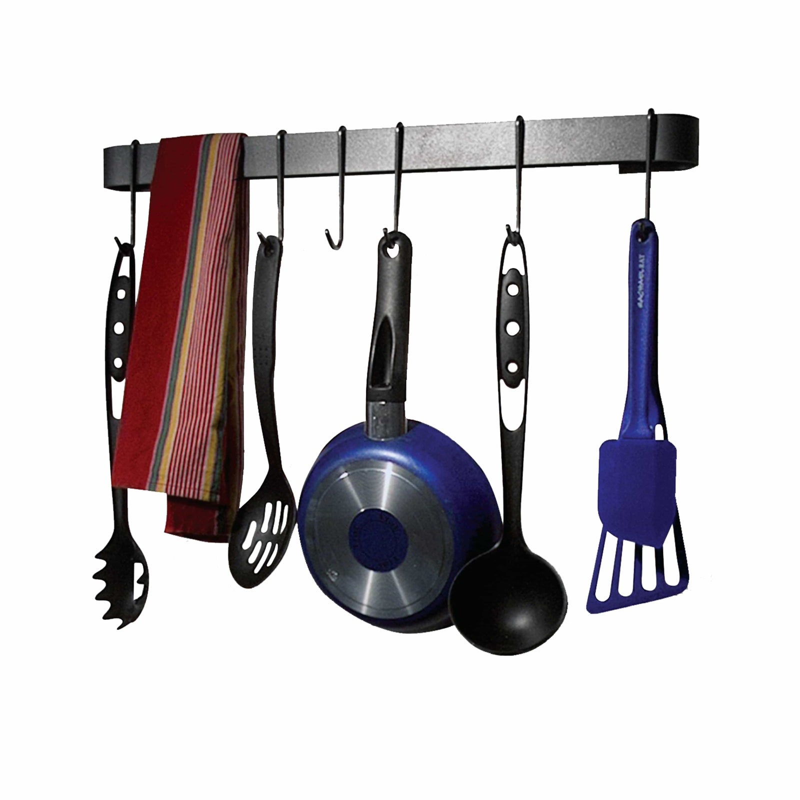 Rack It Up Steel Gray Wall Rack Utensil Bar with 8 Hooks