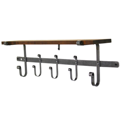 36" Coat Rack w/ Solid Hardwood Shelf w/ 5 Hooks