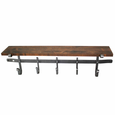 Enclume Handcrafted 36 in. Hammered Steel Coat Rack with Solid