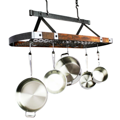 Enclume Signature 45" Oval Ceiling Pot Rack in Hammered Steel