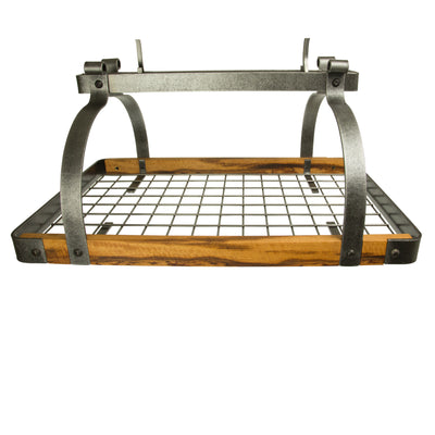 Signature 30" Rectangle Ceiling Pot Rack Hammered Steel w/Tigerwood - Enclume Design Products
