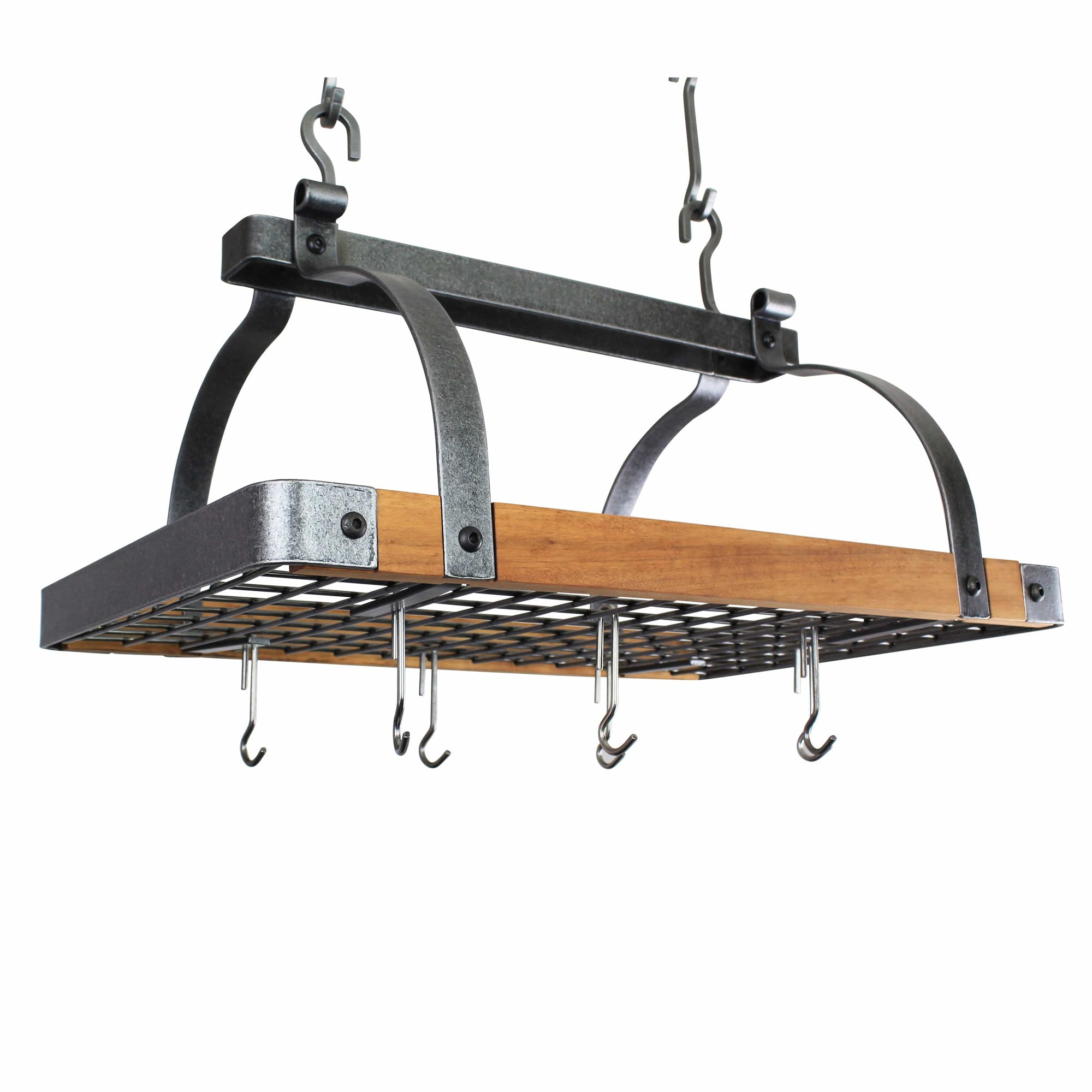 Enclume Signature 30" Rectangle Ceiling Pot Rack in Hammered Steel