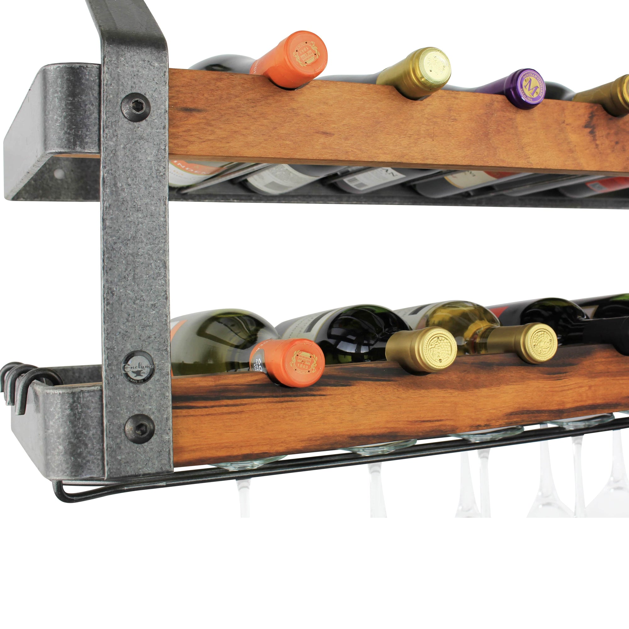 Enclume Signature 36" Bookshelf Double Wine Rack in Hammered Steel 