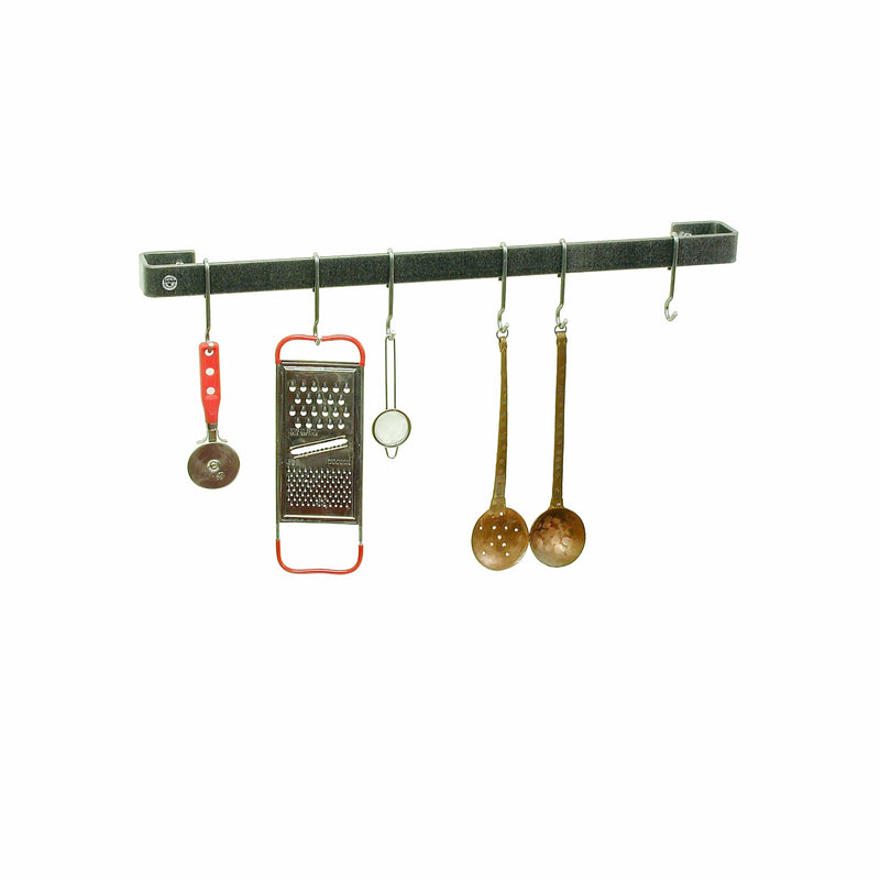 Enclume DR11 HS Hammered Steel Decor Utensil Rack – Wall-Mounted Pot Rack With 6 Hooks