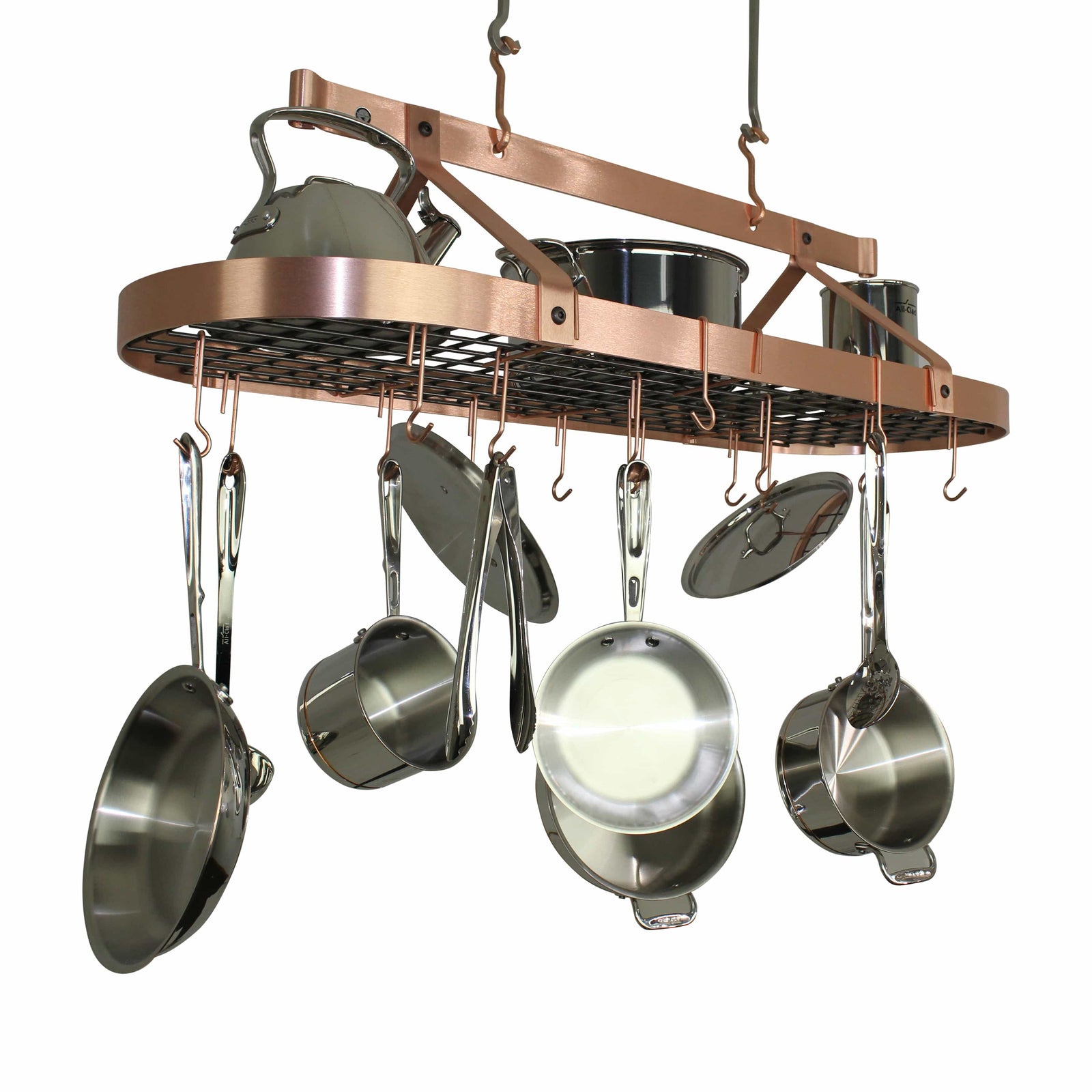 Enclume Ceiling Brushed Copper / 48" Oval Ceiling Pot Rack w/Hooks
