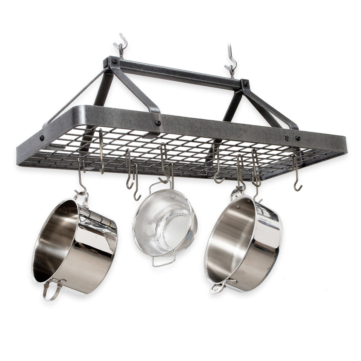 Enclume Ceiling Carnival Rectangle Ceiling Pot Rack in Hammered Steel