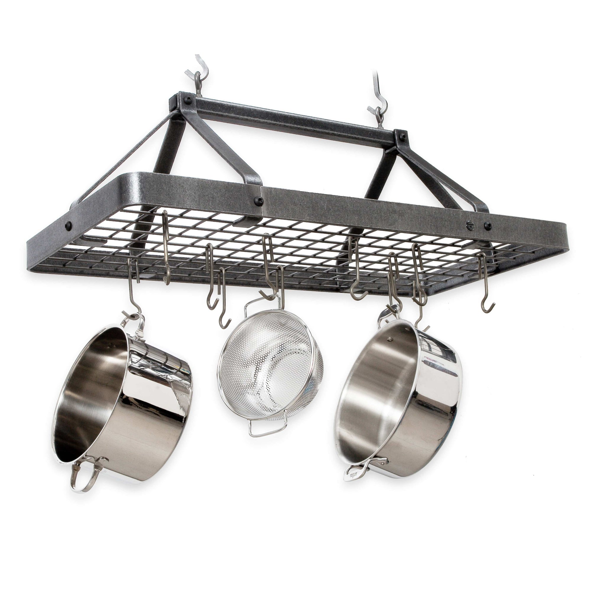 Enclume Carnival Rectangle Ceiling Pot Rack in Hammered Steel - Enclume