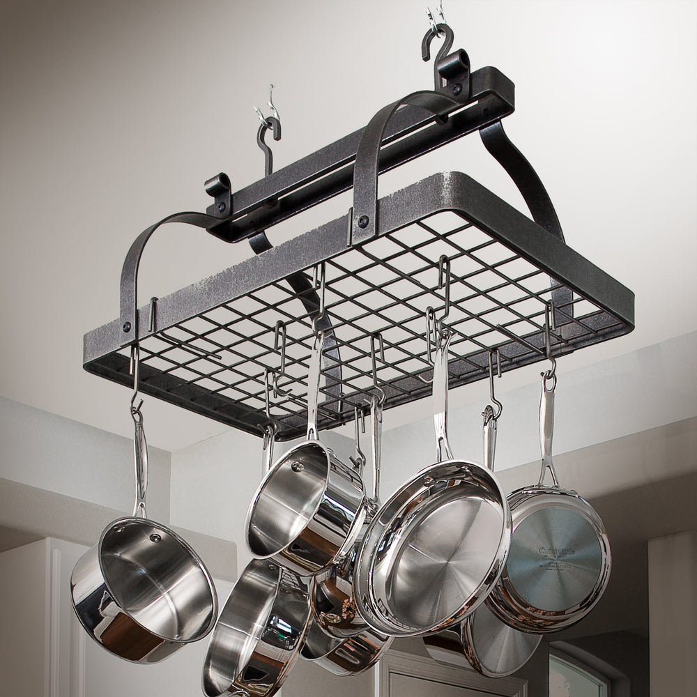 Enclume Classic Rectangle Ceiling Pot Rack with 12 Hooks - Enclume ...