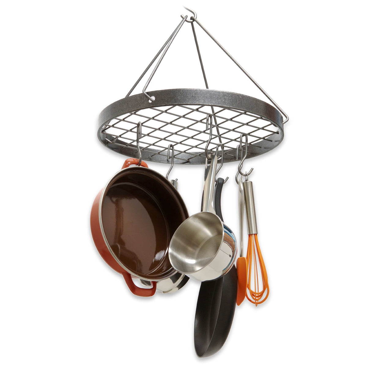 Enclume Ceiling Cottage Round Rack w/ 6 Hooks in Hammered Steel