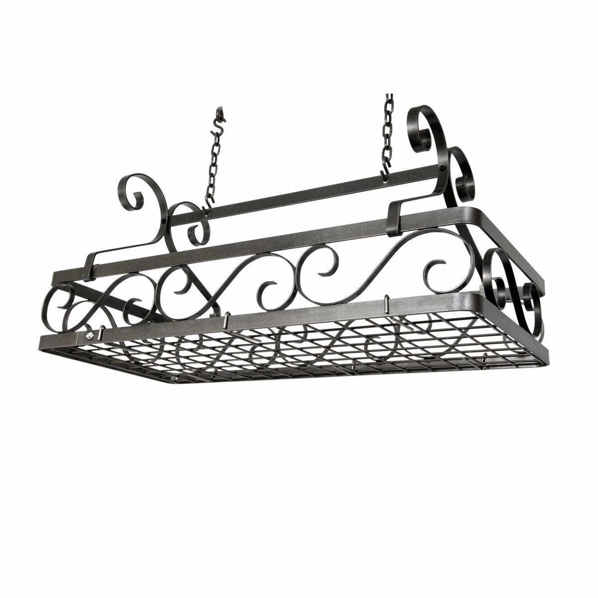 Enclume Ceiling Decor Basket Rack - Large in Hammered Steel