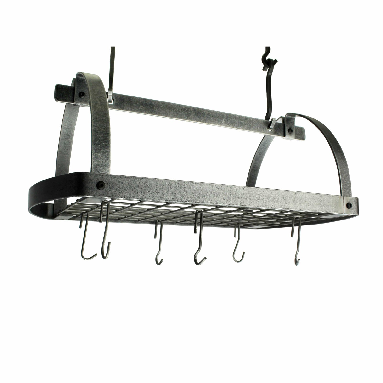 Enclume Ceiling Decor Oval Ceiling Pot Rack w/ 12 Hooks in Hammered Steel