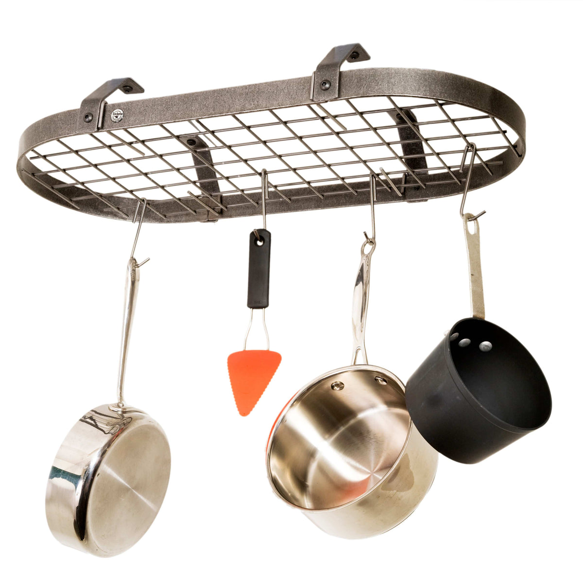 Enclume Ceiling Low-Ceiling Classic Oval w/ 12 Hooks in Hammered Steel