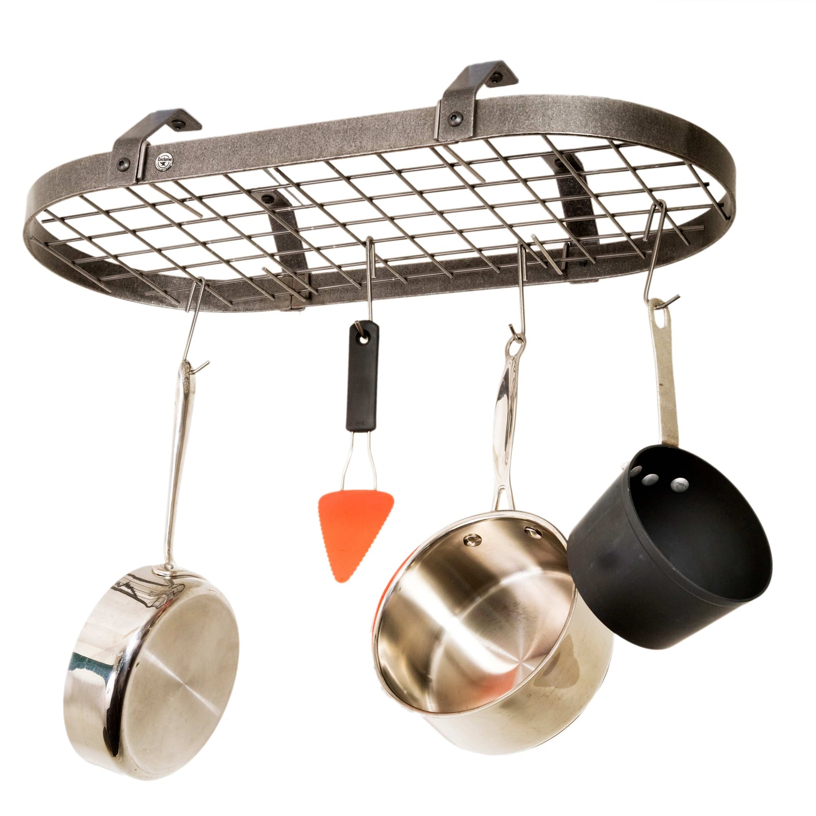 Enclume Ceiling Low-Ceiling Classic Oval w/ 12 Hooks in Hammered Steel