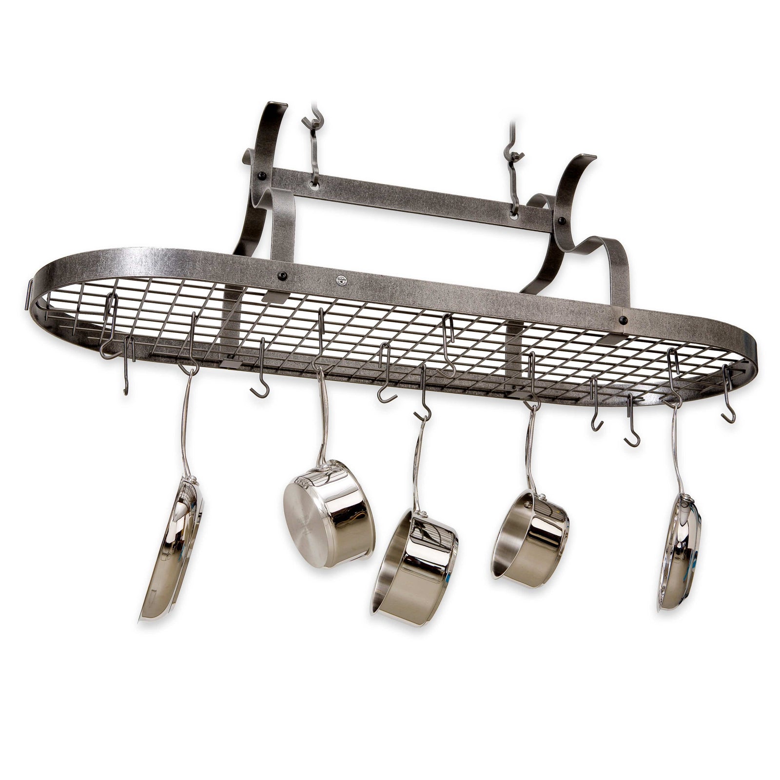 Enclume Ceiling Scroll Arm Oval Ceiling Pot Rack w/ 24 Hooks