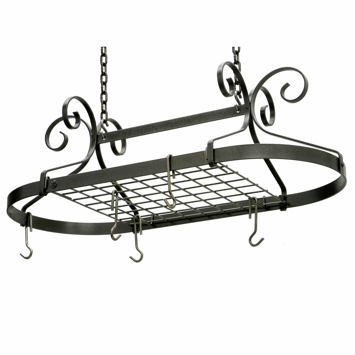 Enclume Ceiling Scrolled Oval Rack in Hammered Steel (Unassembled)