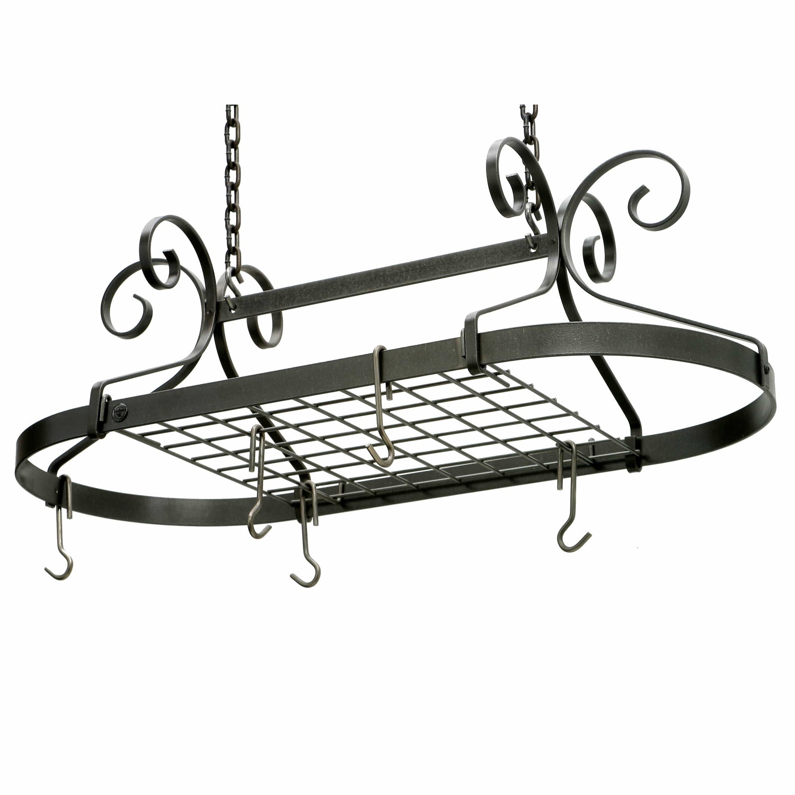 Enclume Ceiling Scrolled Oval Rack in Hammered Steel (Unassembled)