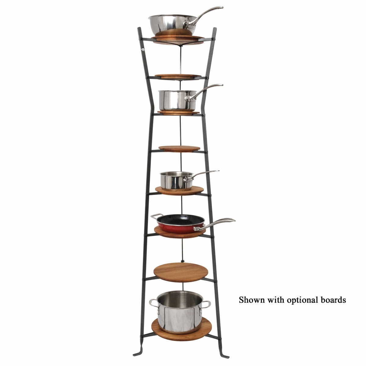 Enclume Floor 8-Tier Gourmet Hourglass Cookware Stand Hammered Steel