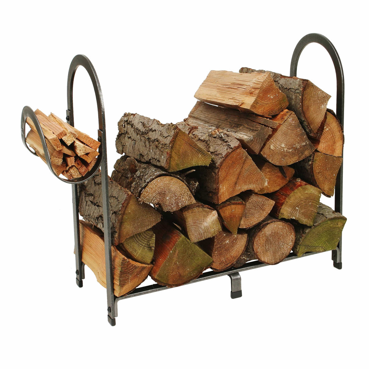Enclume Floor Arch Fireplace Log Rack Hammered Steel