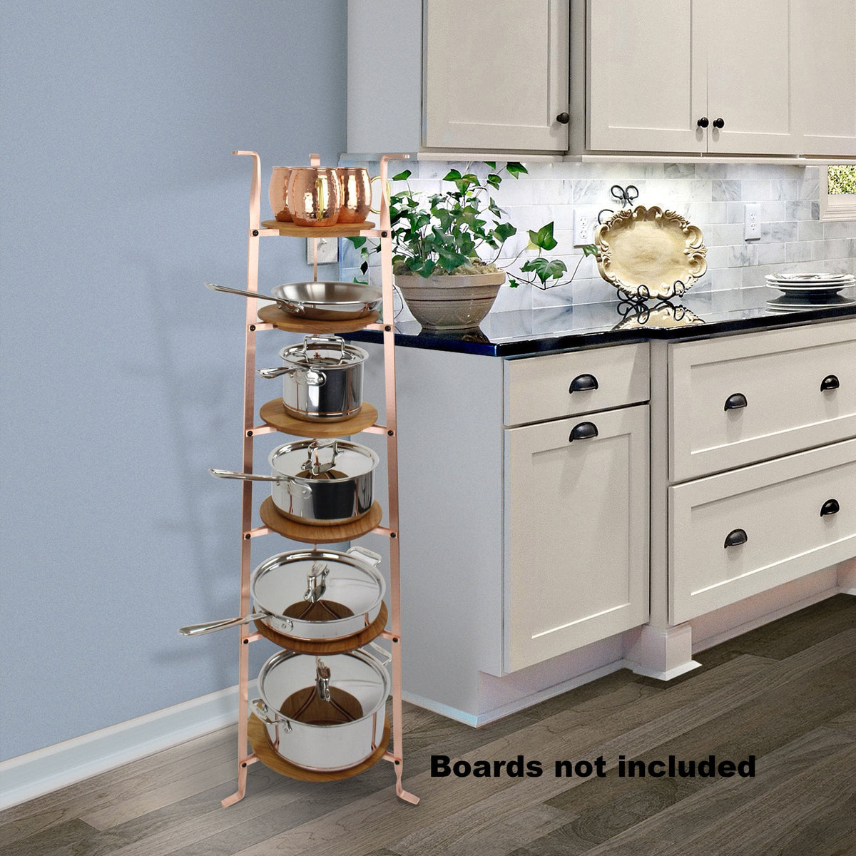 Enclume Floor Brushed Copper 6-Tier Gourmet Cookware Stand (Assembled)