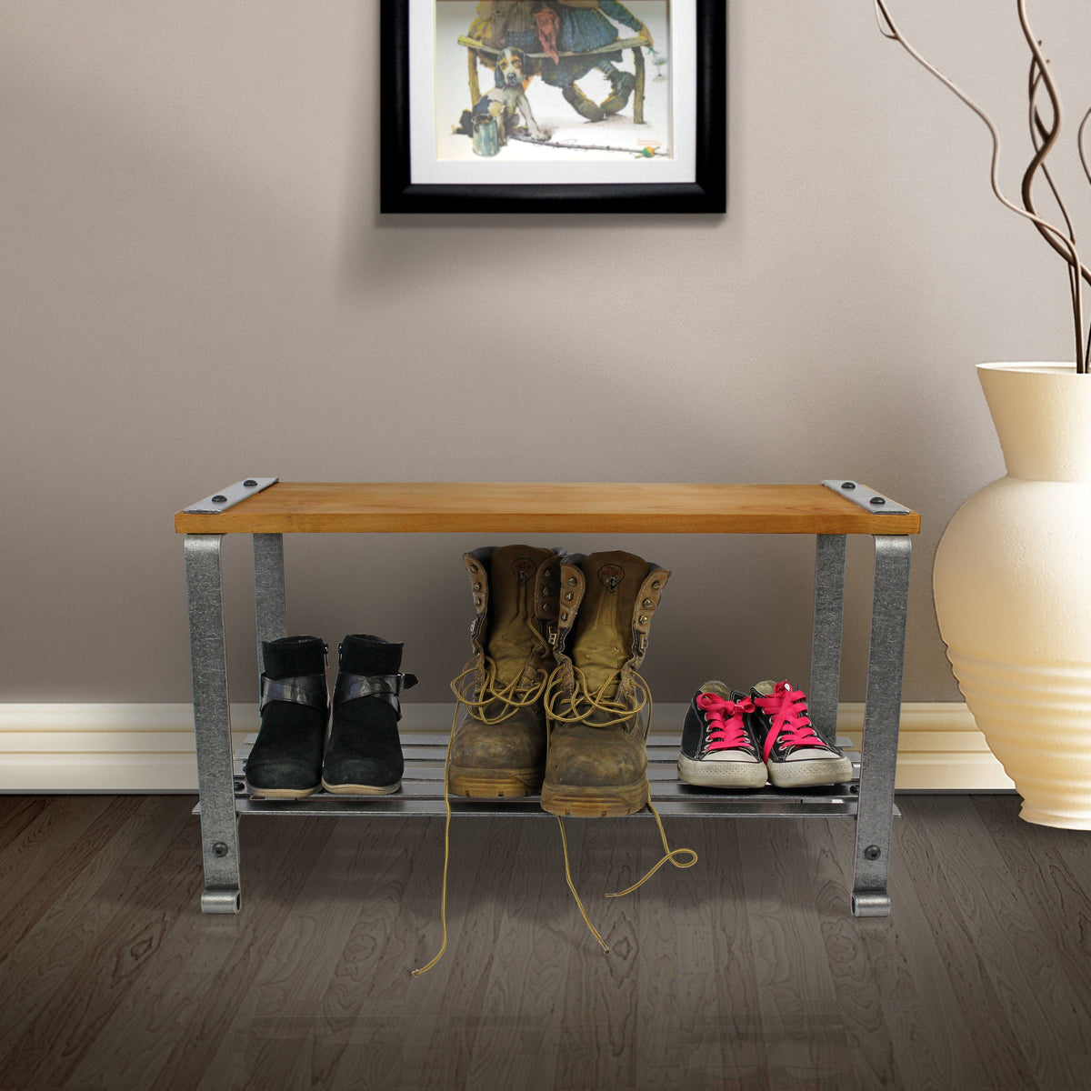 Enclume Floor Craftsman Multi-purpose Bench w/ Solid Alder Top & Hammered Steel
