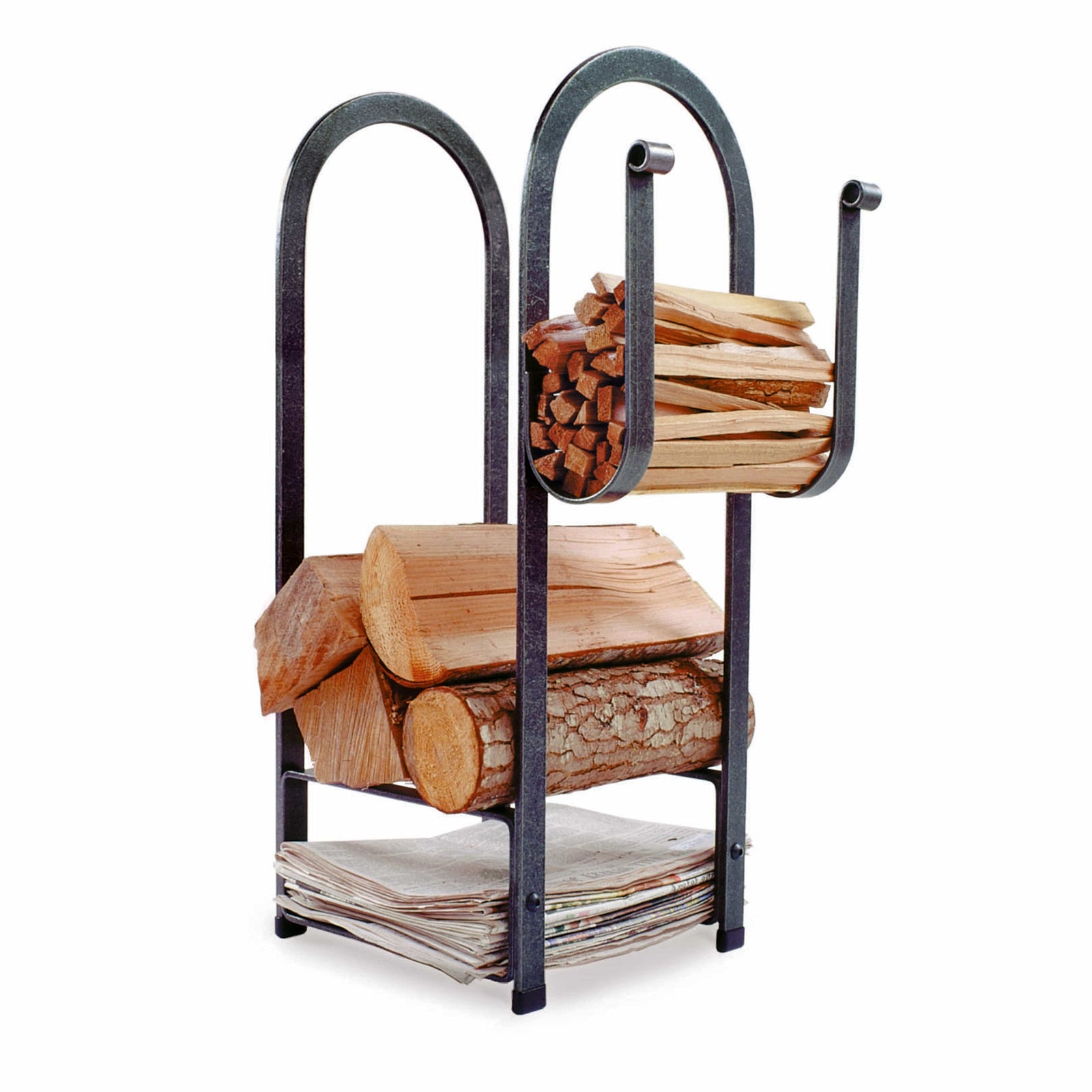 Enclume Floor Fire Center Log Rack Hammered Steel