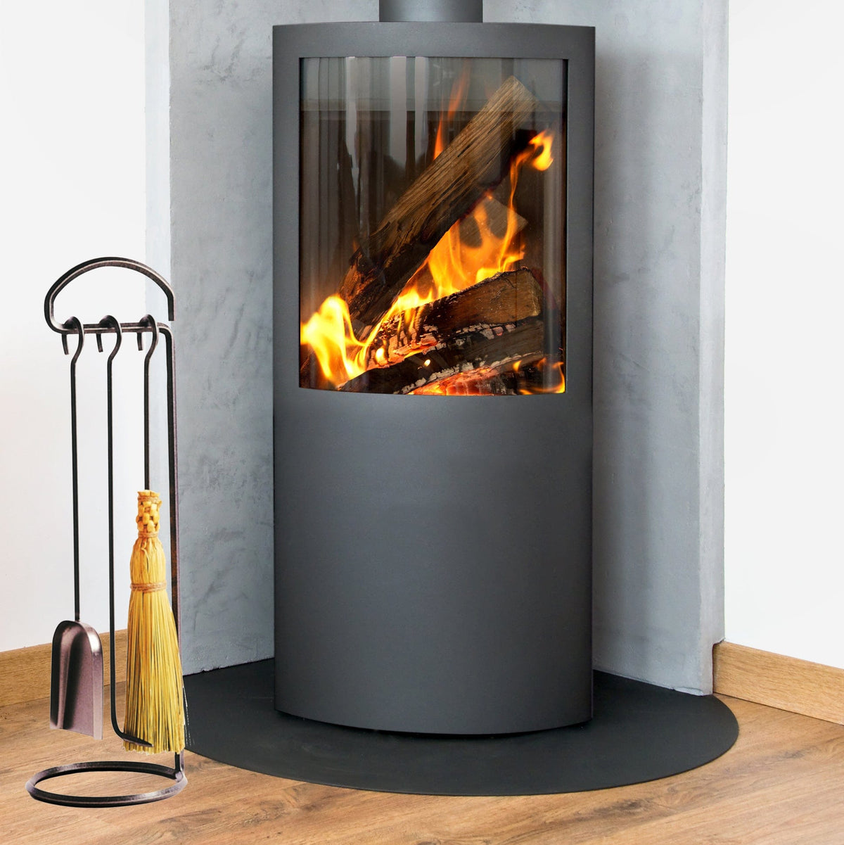 Enclume Floor Fireplace Tool Set Hammered Steel