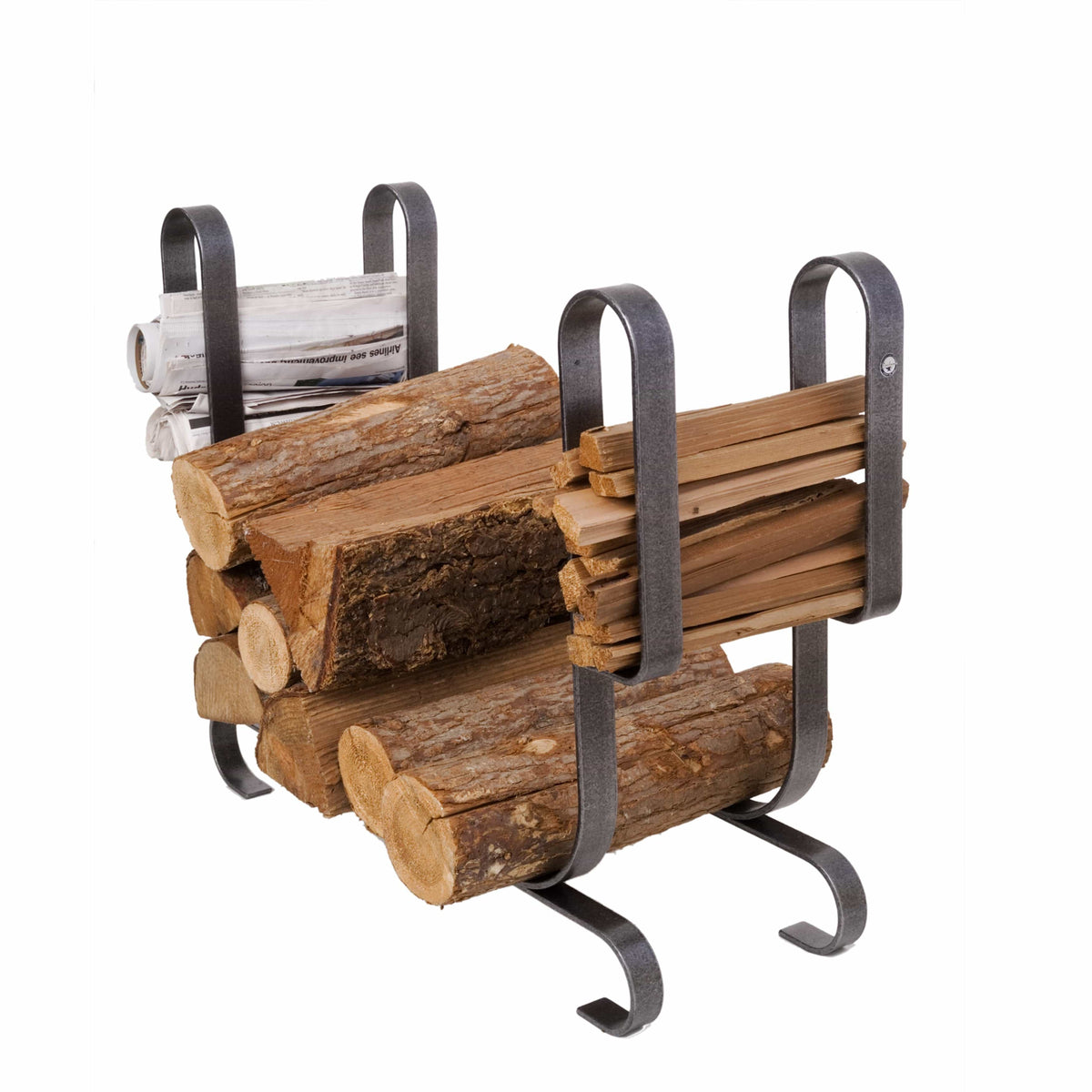 Enclume Floor Large Modern Fireplace Log Rack  Hammered Steel