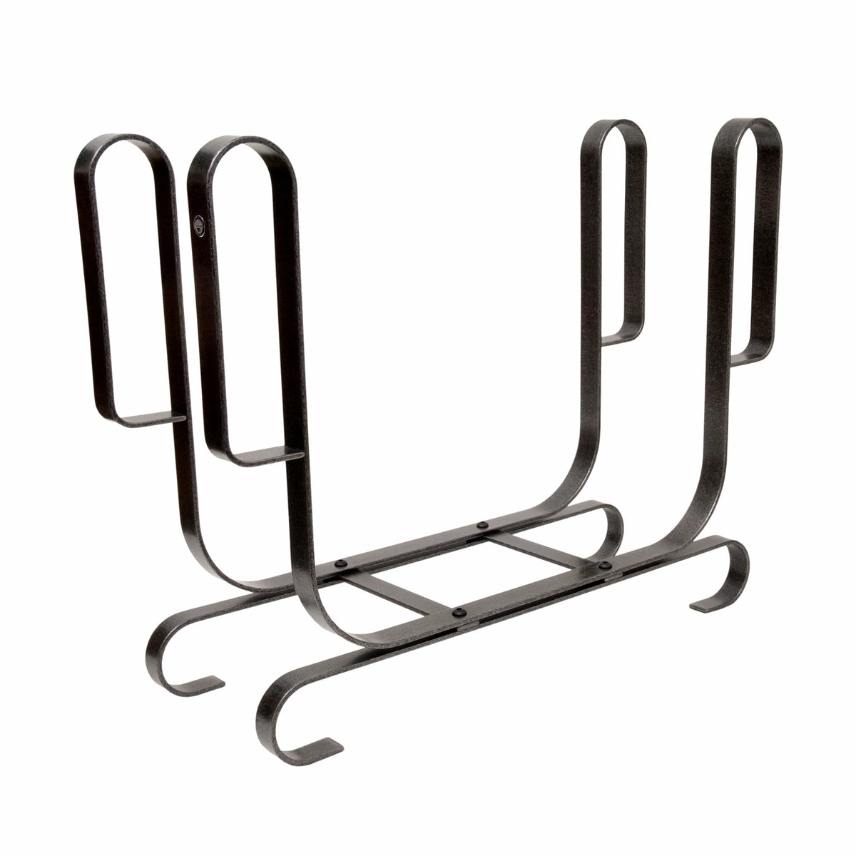 Enclume Floor Large Modern Fireplace Log Rack  Hammered Steel