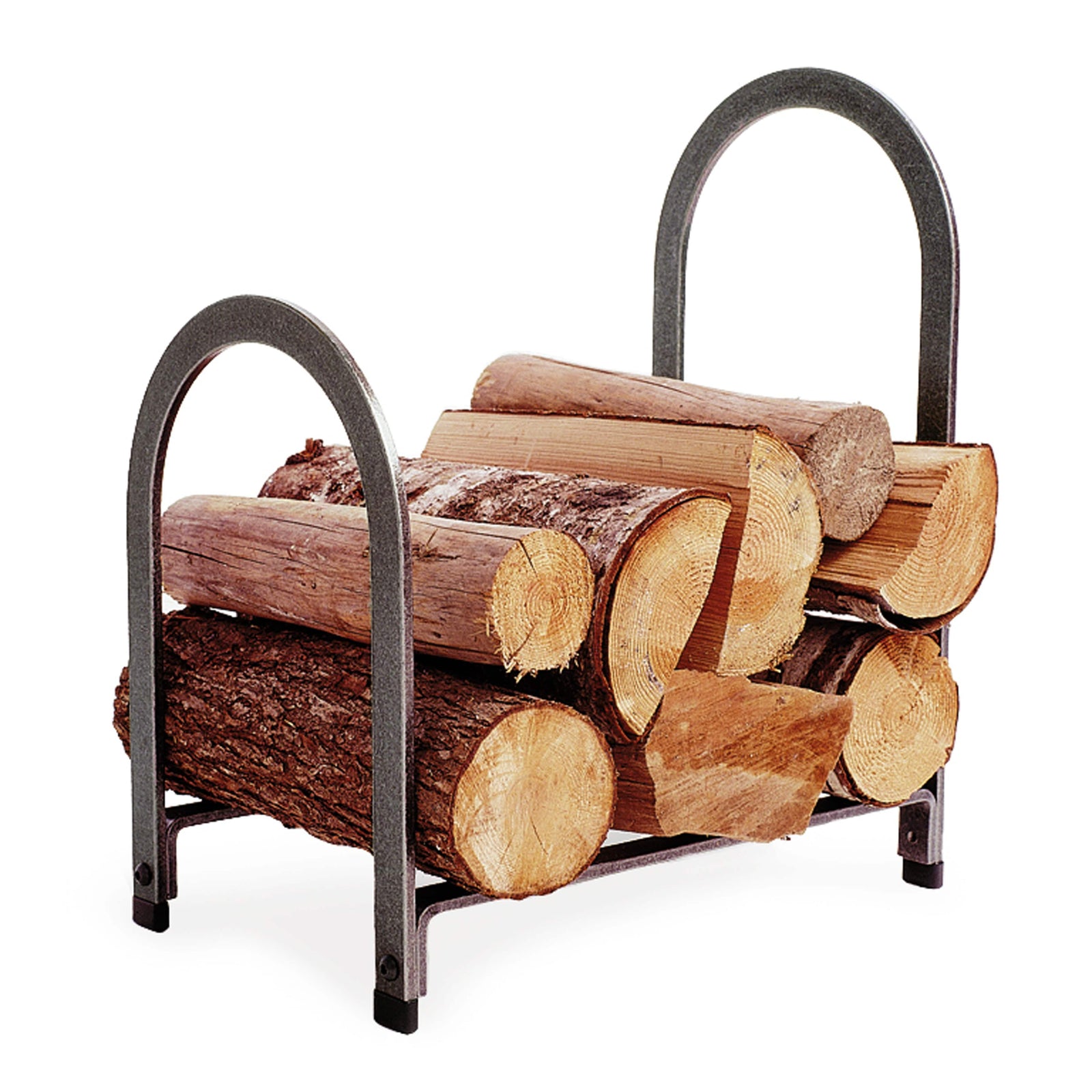 Enclume Floor Offset Arch Fireplace Log Rack Hammered Steel