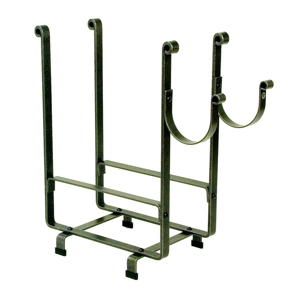 Enclume Floor Rectangle Fireplace Log Rack w/ Newspaper Holder Hammered Steel