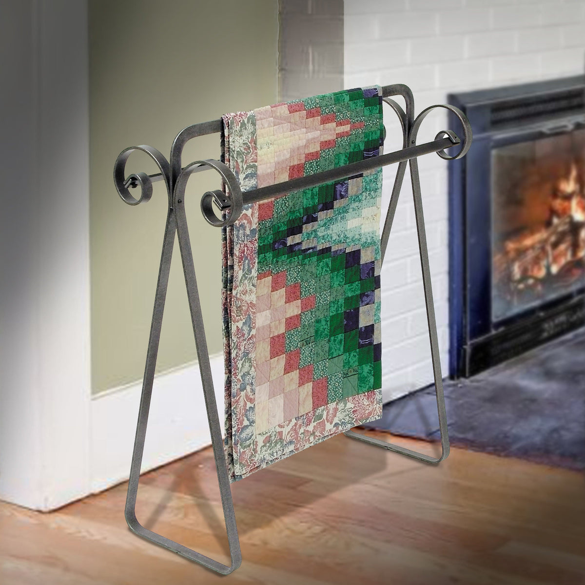 Enclume Floor Scroll Quilt Rack Hammered Steel