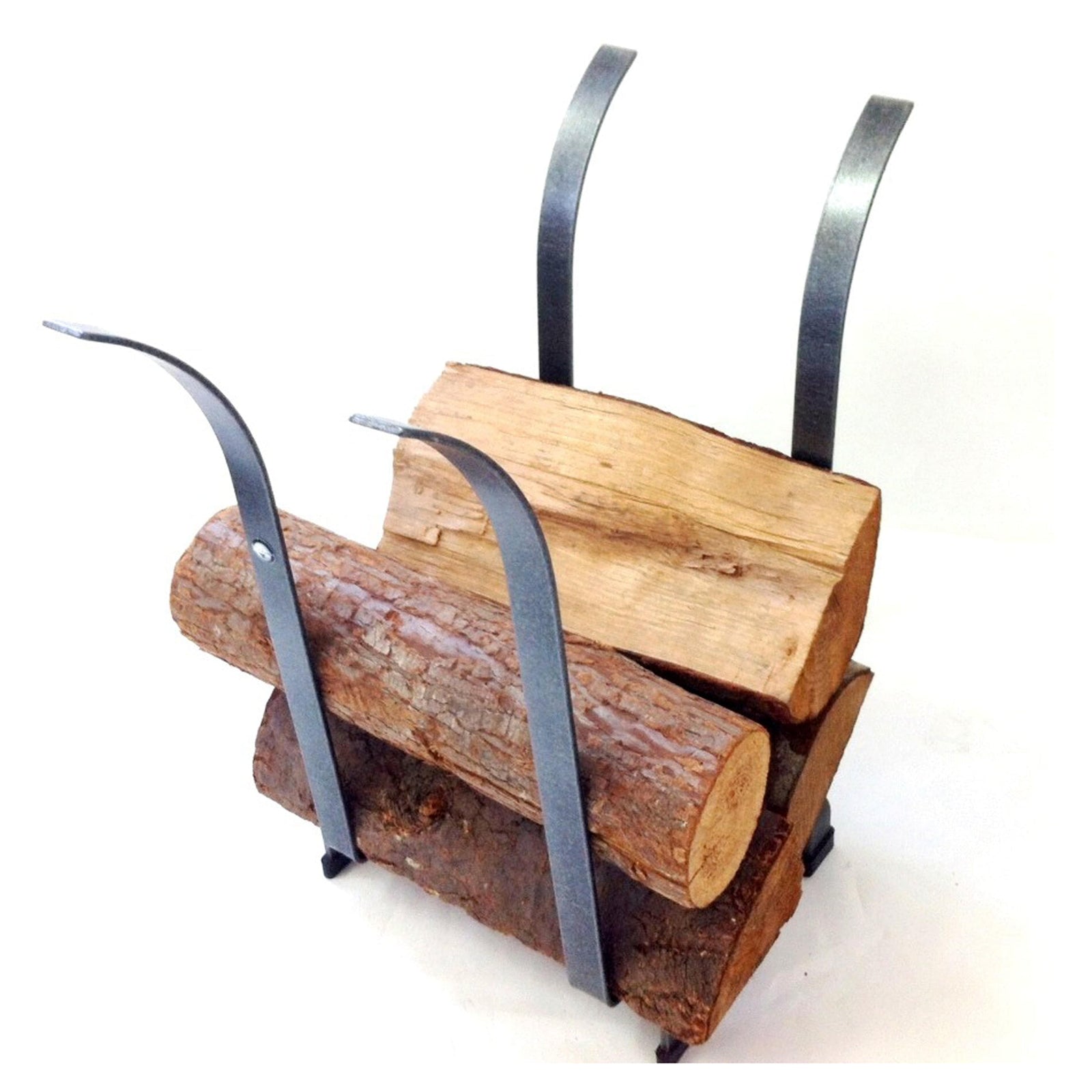 Enclume Floor Tulip Fireplace Log Rack Hammered Steel