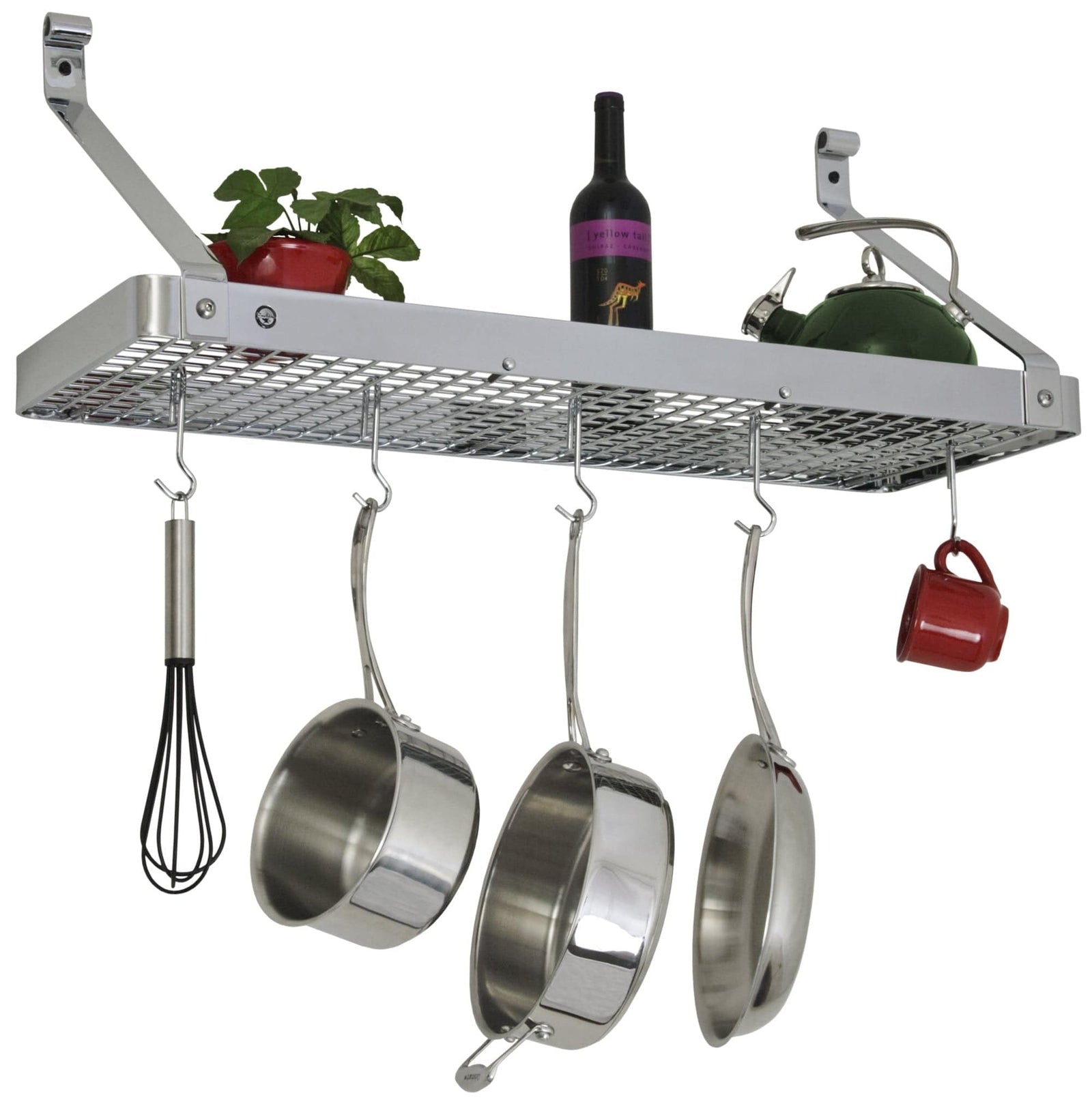 Enclume Wall 36" Gourmet Deep Bookshelf Wall Rack w/ 12 Hooks