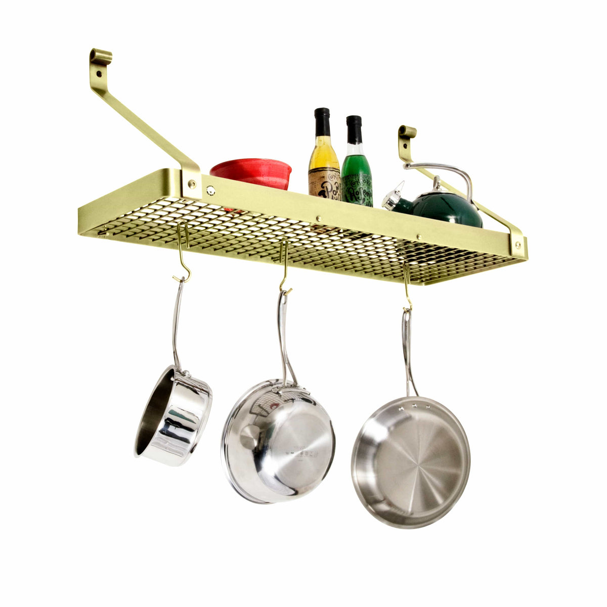 Enclume Wall 36" Gourmet Deep Bookshelf Wall Rack w/ 12 Hooks