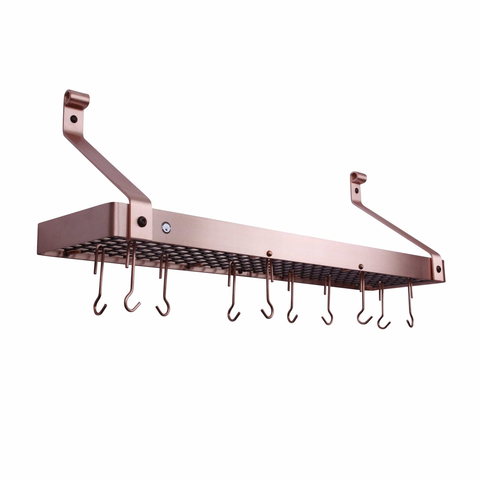 Enclume Wall 36" Gourmet Bookshelf Wall Rack w/ 12 Hooks, Solid Copper (CLEARANCE)