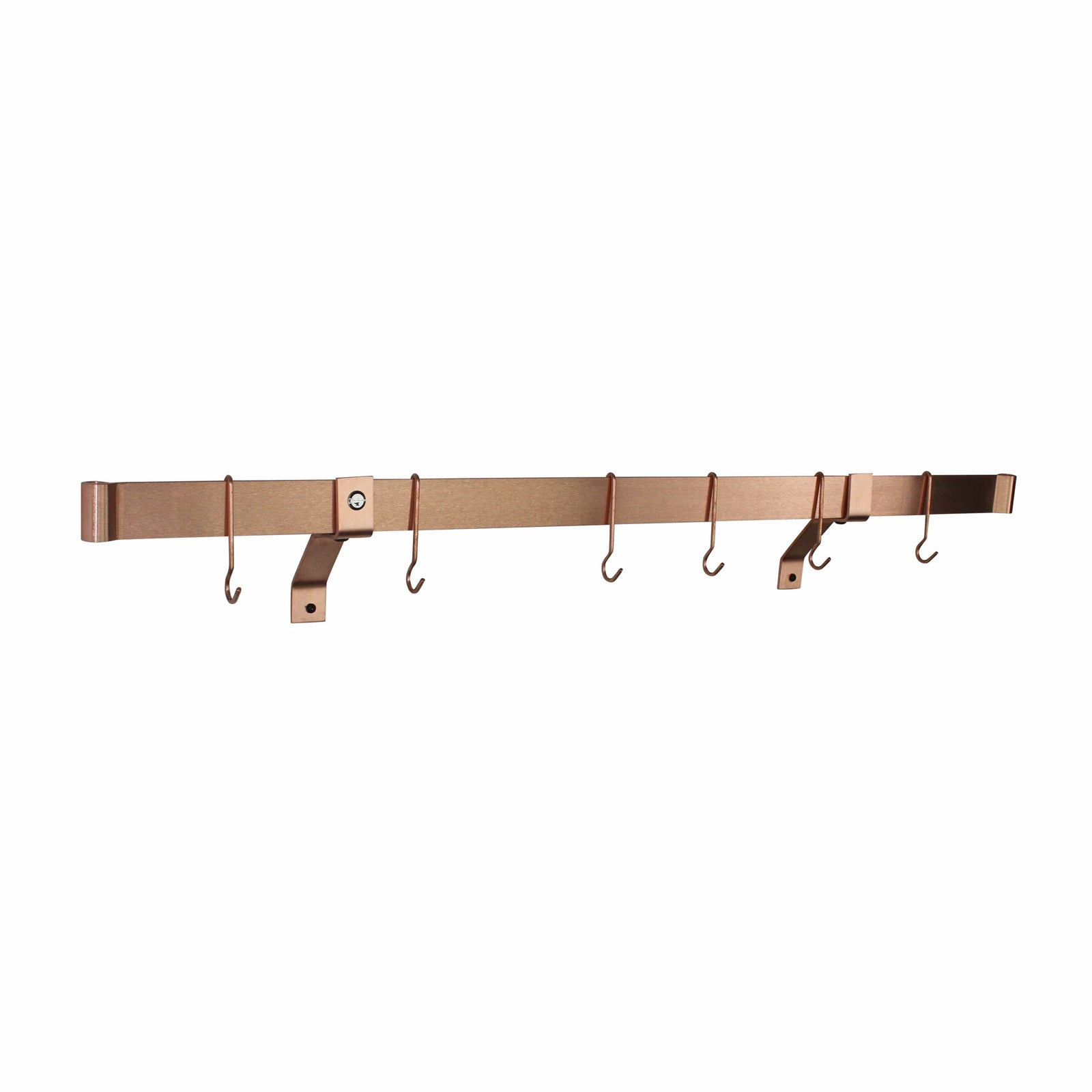 Enclume Wall/Ceiling 48" / Brushed Copper Handcrafted Rolled End Bar w 4" Wall Brackets & Hooks